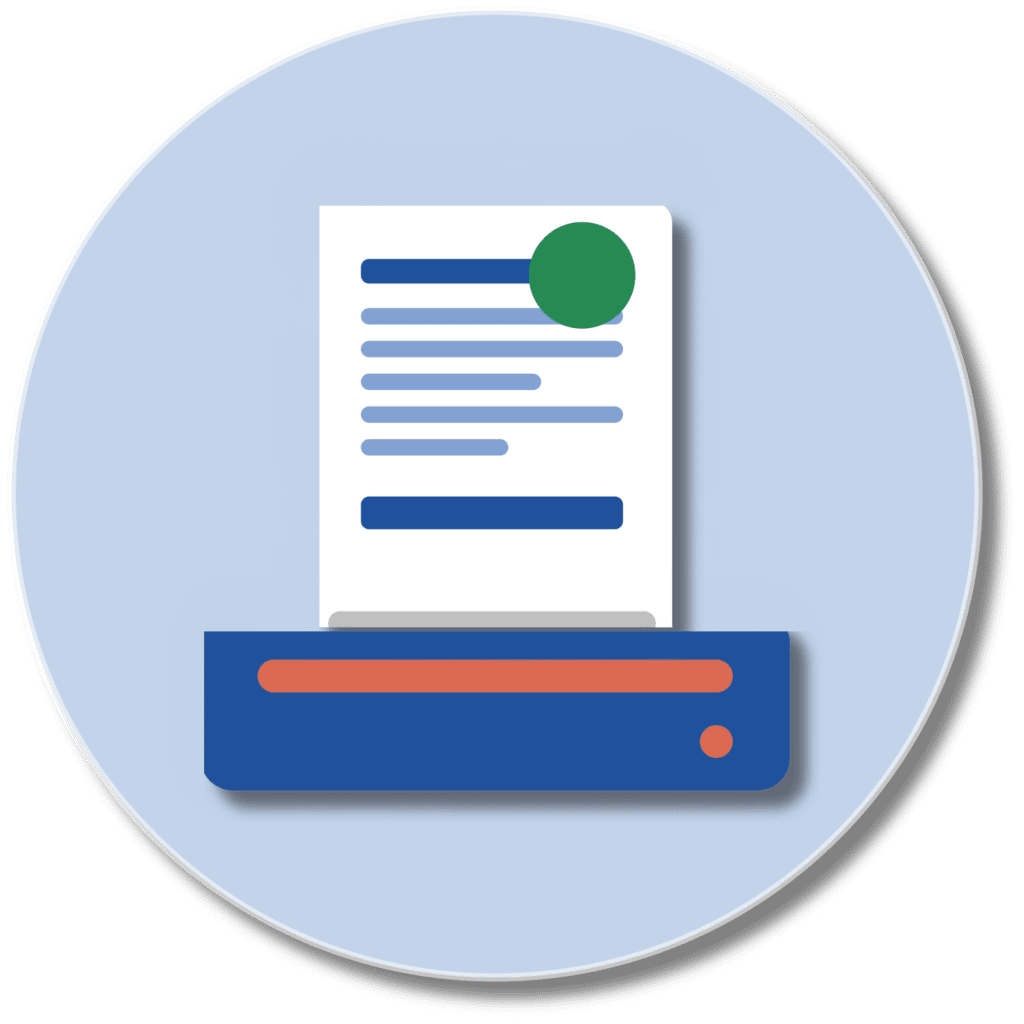 Transactional document printing and processing illustration