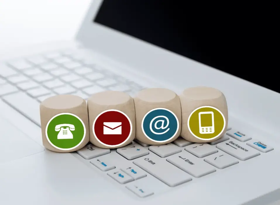 Phone, mail, email, and mobile communication channel icons