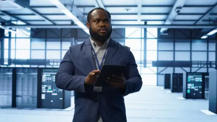 IT professional managing secure digital communication systems